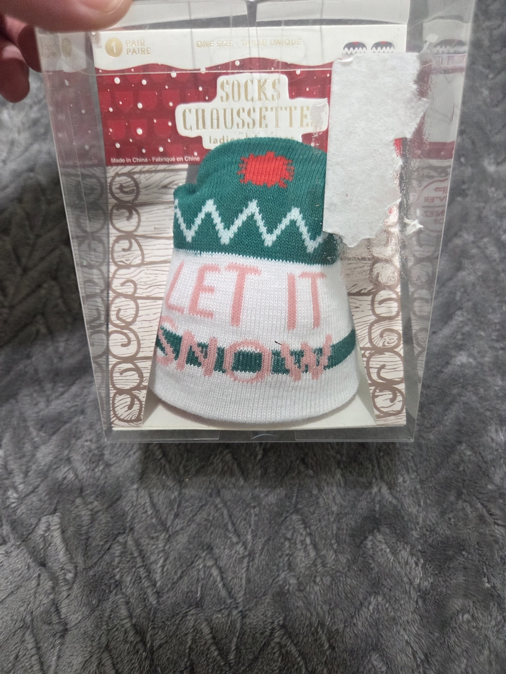 Our Place 'Let It Snow' Beanie Socks in Green, White & Pink